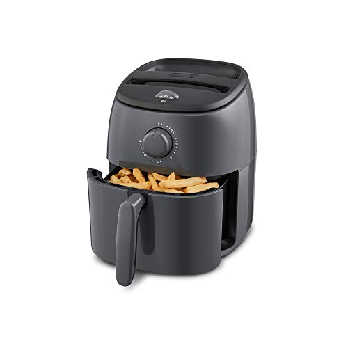 DASH Tasti-Crisp™ Electric Air Fryer Oven, 2.6 Qt., Grey – Compact Air Fryer for Healthier Food in Minutes, Ideal for Small Spaces – Auto Shut Off, Analog, 1000-Watt