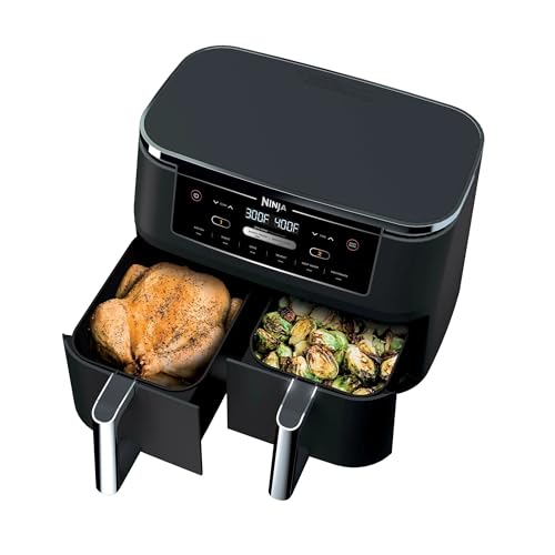 Ninja R-AD300CO Foodi 6-in-1 10-qt. XL 2-Basket Air Fryer with DualZone Technology, Black – Certified Refurbished