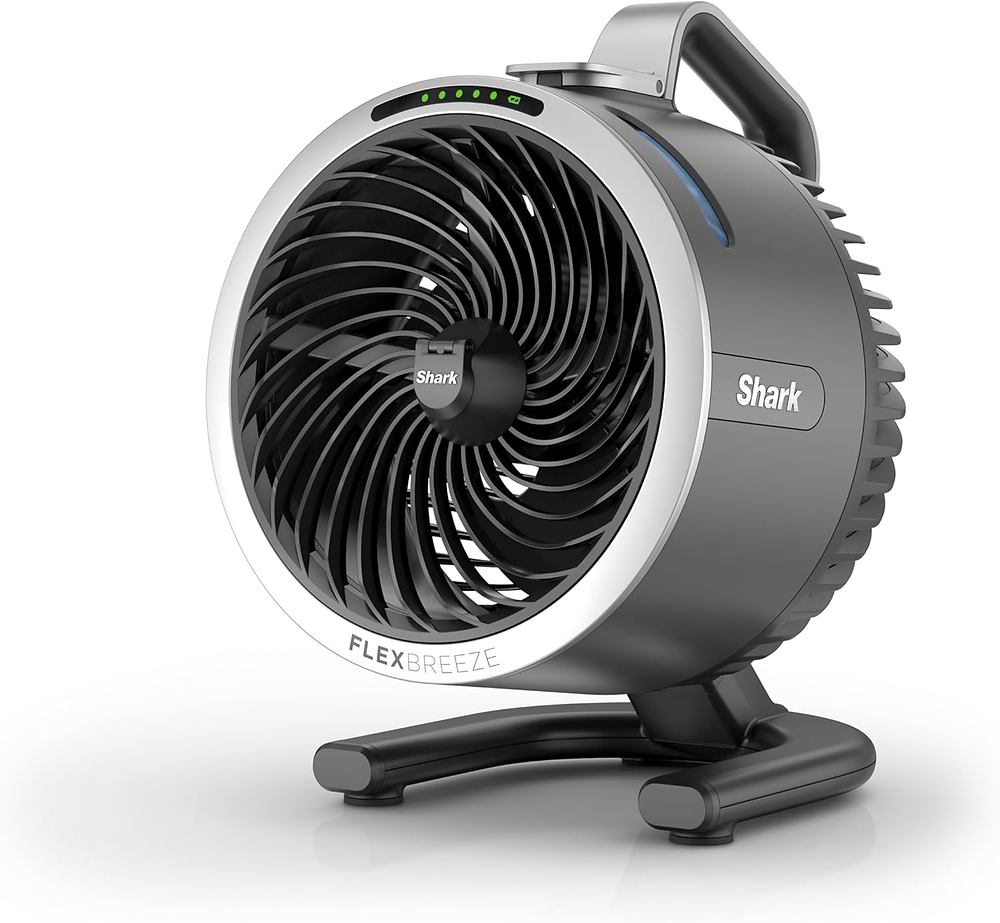 Shark FlexBreeze HydroGo Fan—Ultra-powerful portable fan with indoor + outdoor mist. Corded & cordless, long lasting battery, 5 speeds, evaporative misting, Grey, FA052