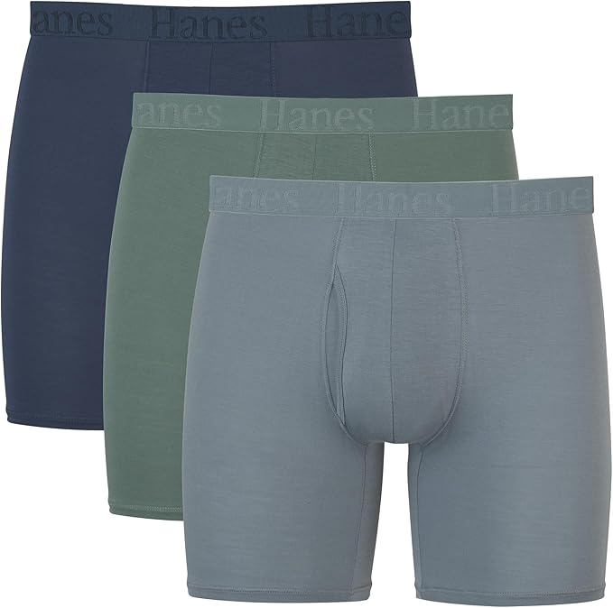Hanes Men's Underwear Boxer Briefs & Trunks, Multi-Packs, Breathable Cool Lightweight, Viscose from Bamboo Supersoft