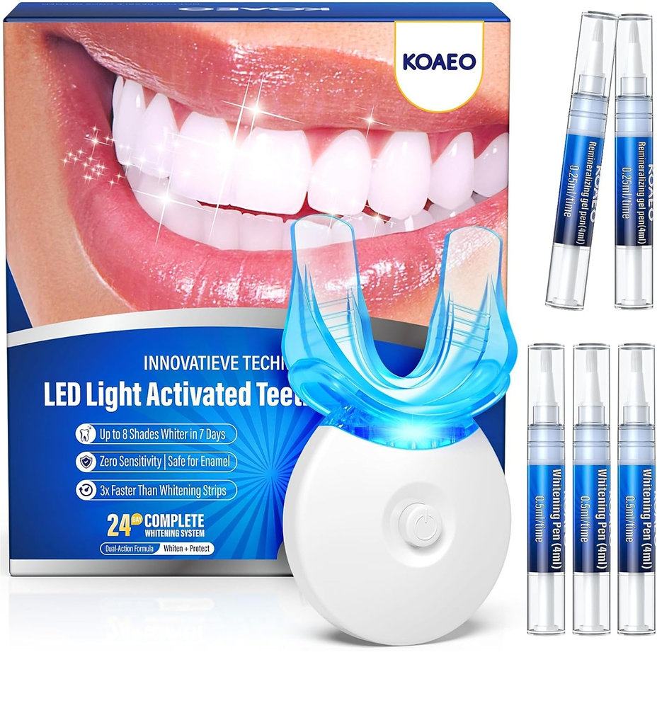 Teeth Whitening Kit with LED Light – 3 Whitening Gel Pens + 2 Desensitizing Pens – 35% Carbamide Peroxide – Whiten Teeth in 7 Days – Safe for Sensitive Teeth & Enamel（Mint Flavor）